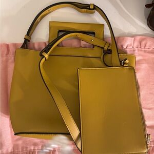 French Connection Mustard Tote and Pouch Set